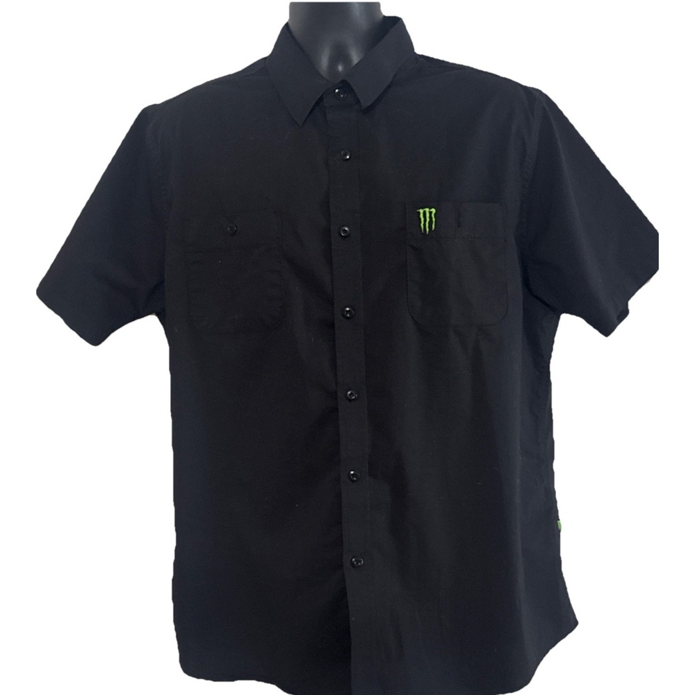 Monster Energy Drink Black Shirt XL  Collared Button Down